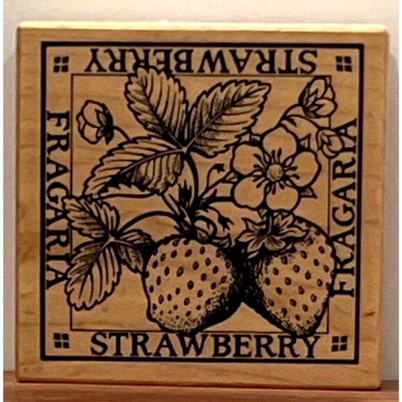 PSX Wood Mounted Rubber Stamp Strawberry Fragaria Design G-1301 Botanical - Picture 1 of 4